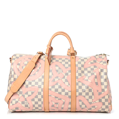 Louis Vuitton Damier Azur Tahitienne Keepall Bandouliere 50 Rose Ballerine 1 of 4