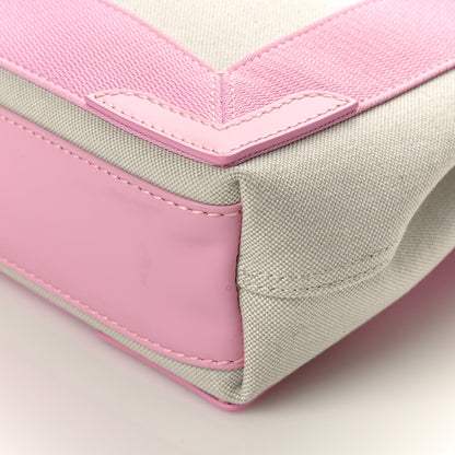Balenciaga Cotton Canvas Satin Calfskin Navy Cabas XS Natural Pink 10 of 11