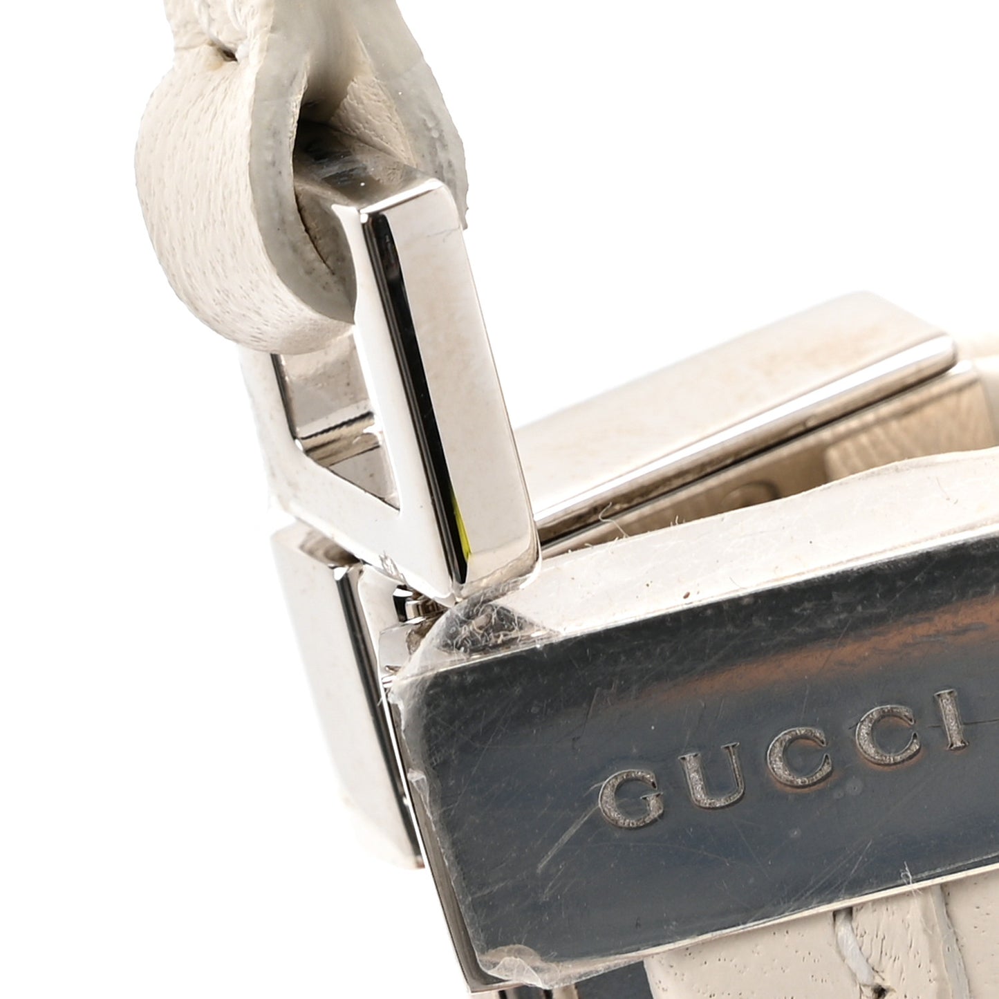 Calfskin Horsebit Slim Shoulder Bag White