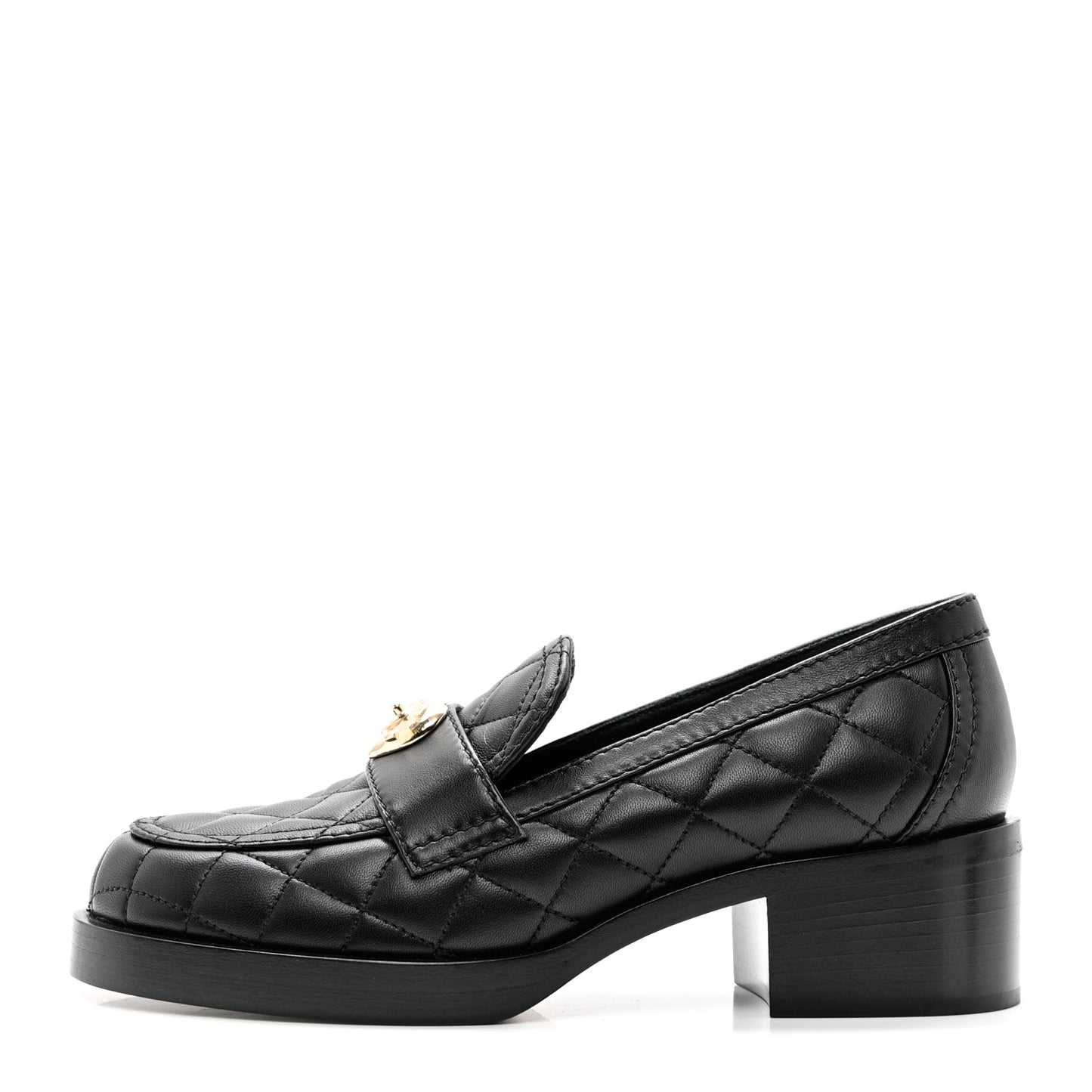 Lambskin Quilted CC Heart Loafers 37 Black