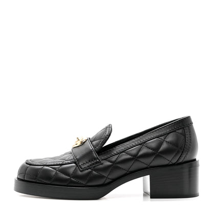 Chanel Lambskin Quilted CC Heart Loafers 37 Black 1 of 10