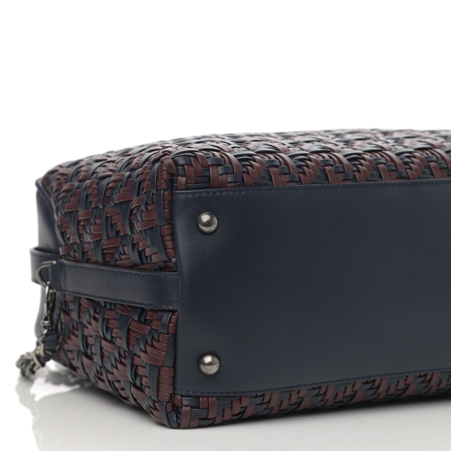 Chanel Calfskin Woven Bowling Bag Navy Blue 9 of 11