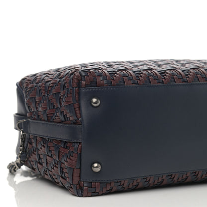 Chanel Calfskin Woven Bowling Bag Navy Blue 9 of 11