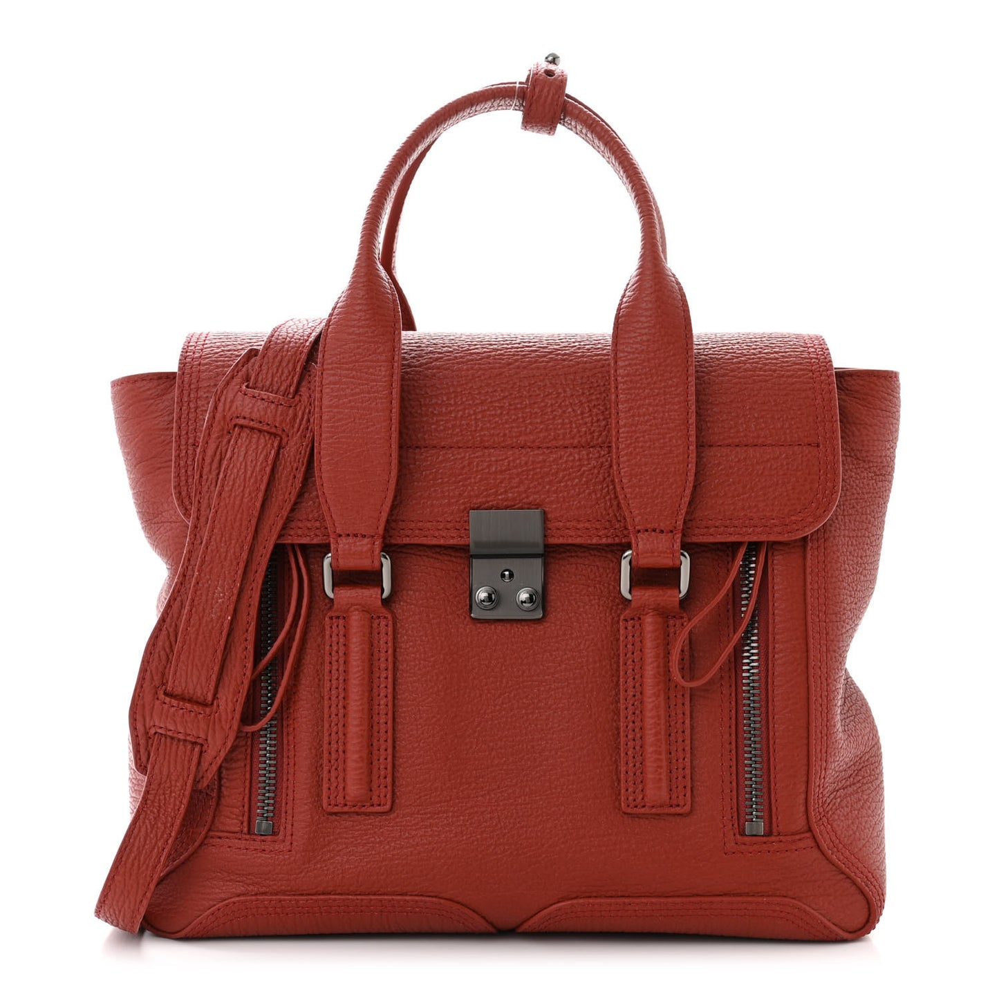 Textured Calfskin Medium Pashli Satchel Crimson