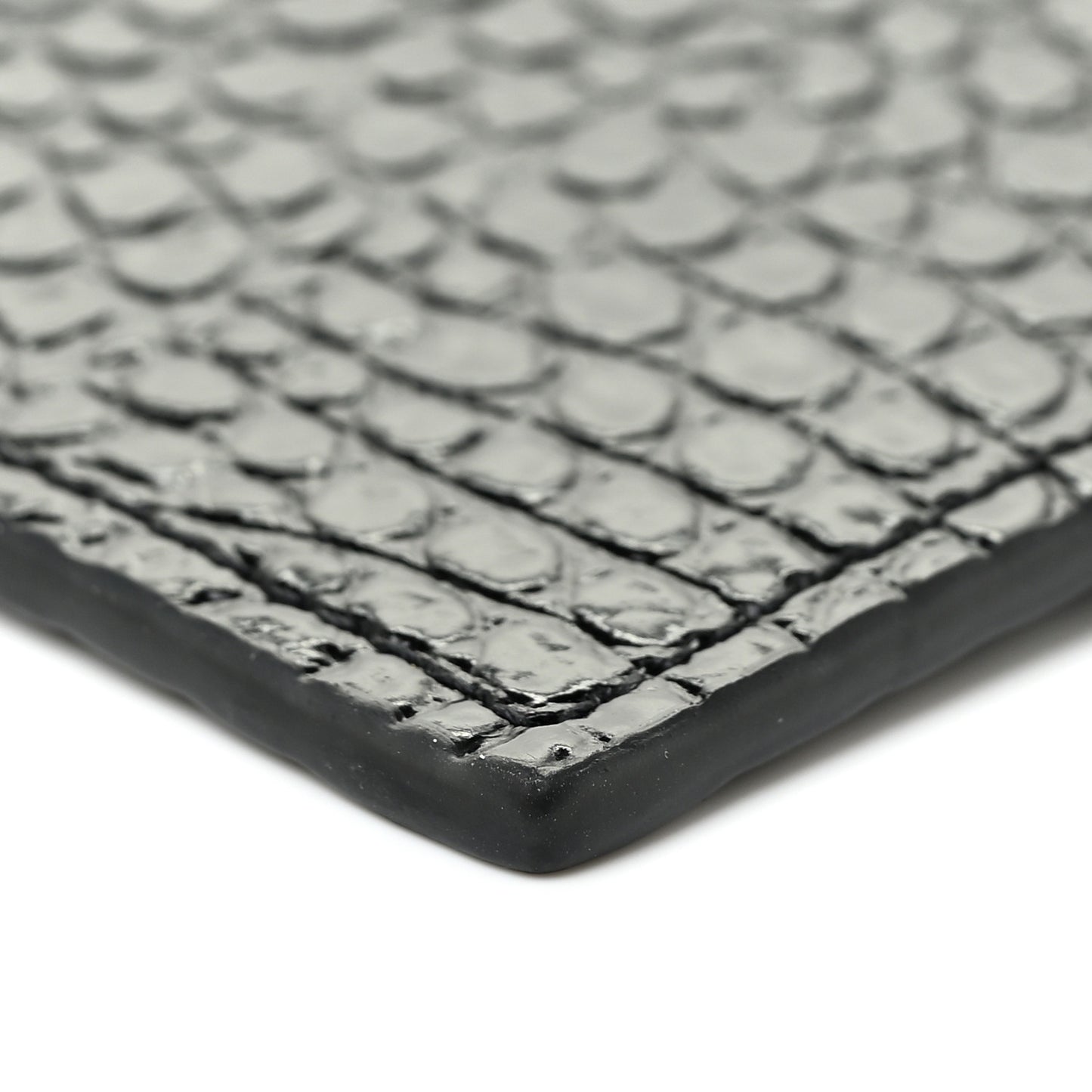 Calfskin Crocodile Embossed Uptown Monogram Pouch Black