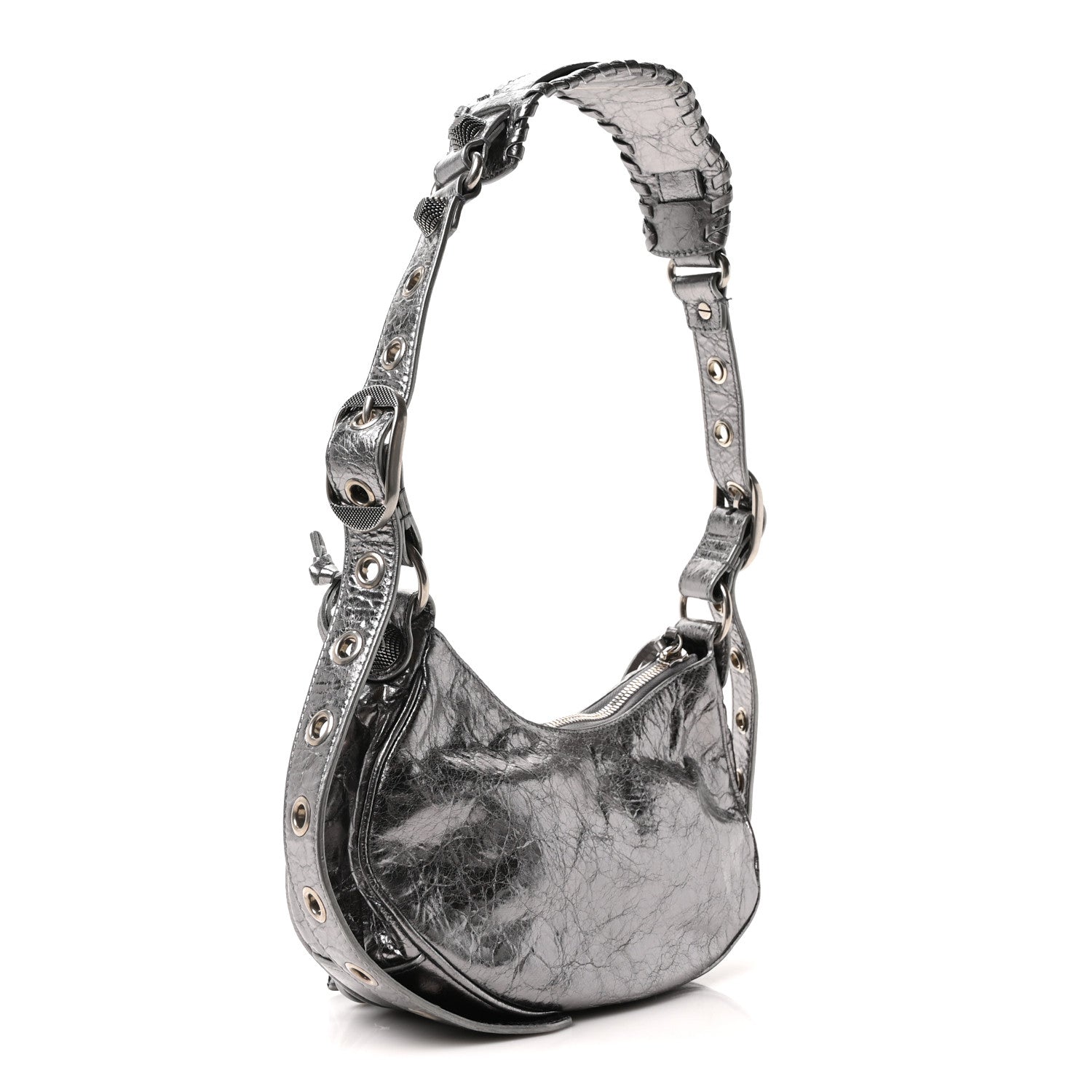Balenciaga Metallic Agneau Arena Le Cagole Shoulder Bag XS Silver 4 of 10