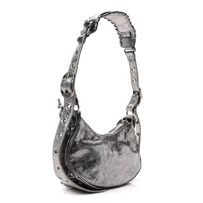 Balenciaga Metallic Agneau Arena Le Cagole Shoulder Bag XS Silver 4 of 10