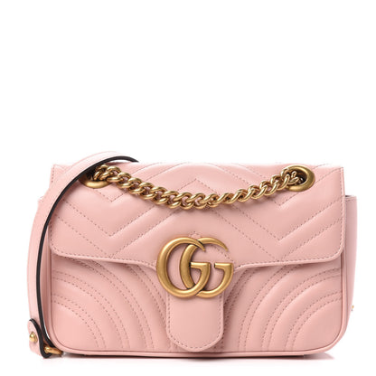 Gucci Calfskin Matelasse Mini GG Marmont Shoulder Bag Perfect Pink 1 of 12