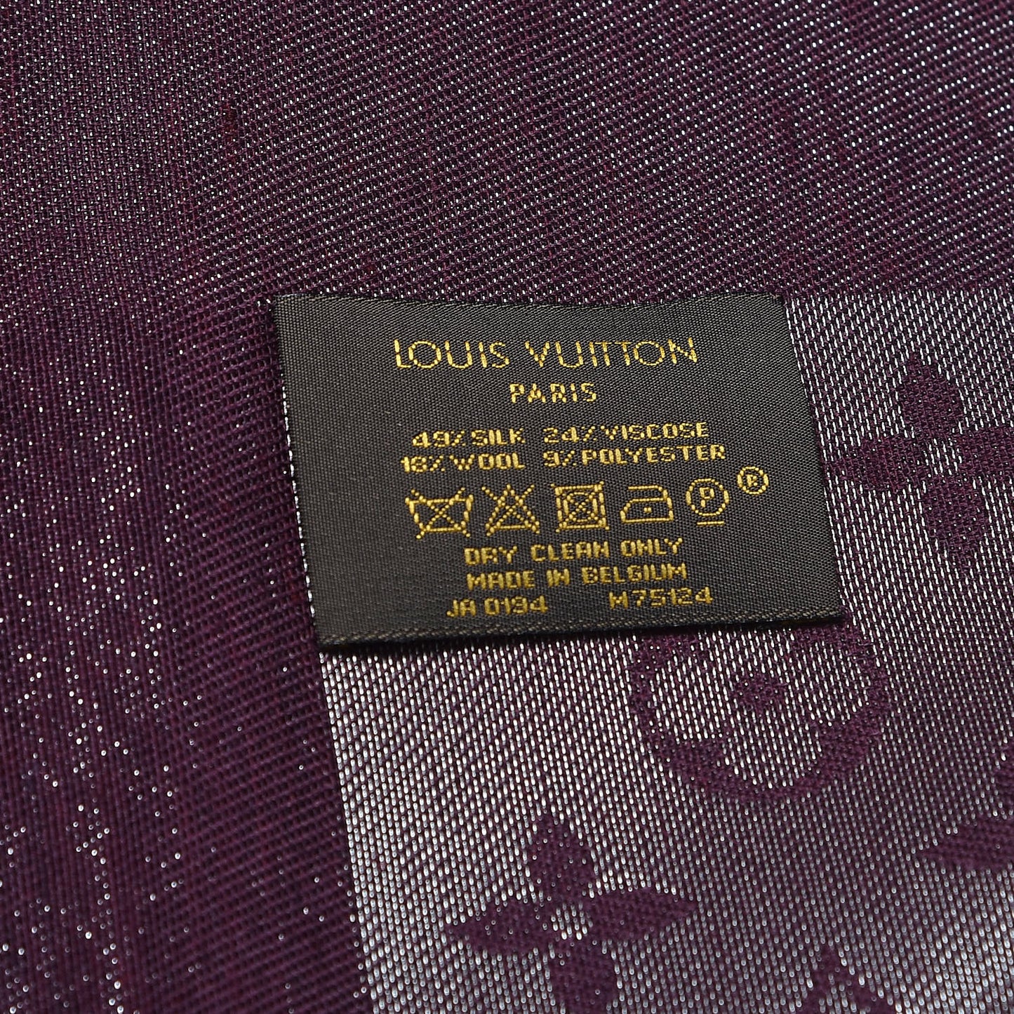 Silk Lurex Wool Monogram Shine Shawl Amarante