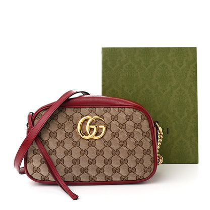 Gucci Monogram Azalea Calfskin Matelasse Diagonal Small GG Marmont Chain Shoulder Bag Beige Ebony New Cherry Red 12 of 12