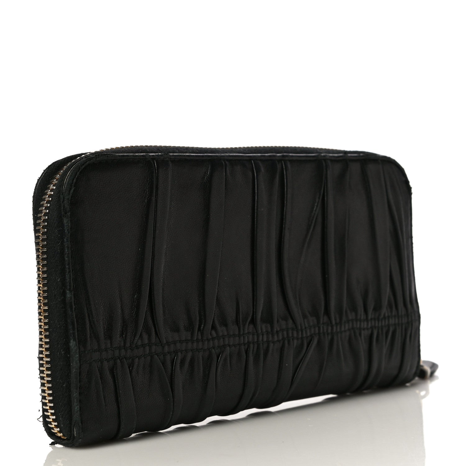 Prada Nappa Gaufre Zip Around Wallet Black 3 of 23