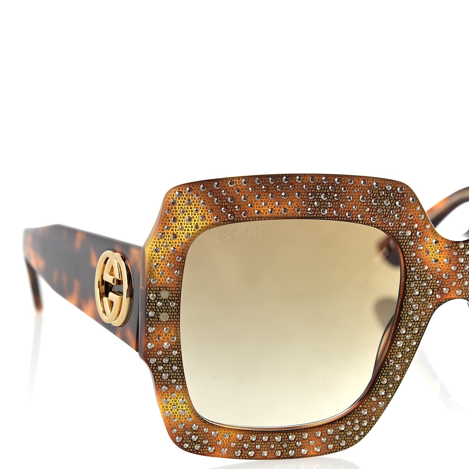 Gucci Crystal Square Frame Sunglasses GG3861/S Tortoise 7 of 8