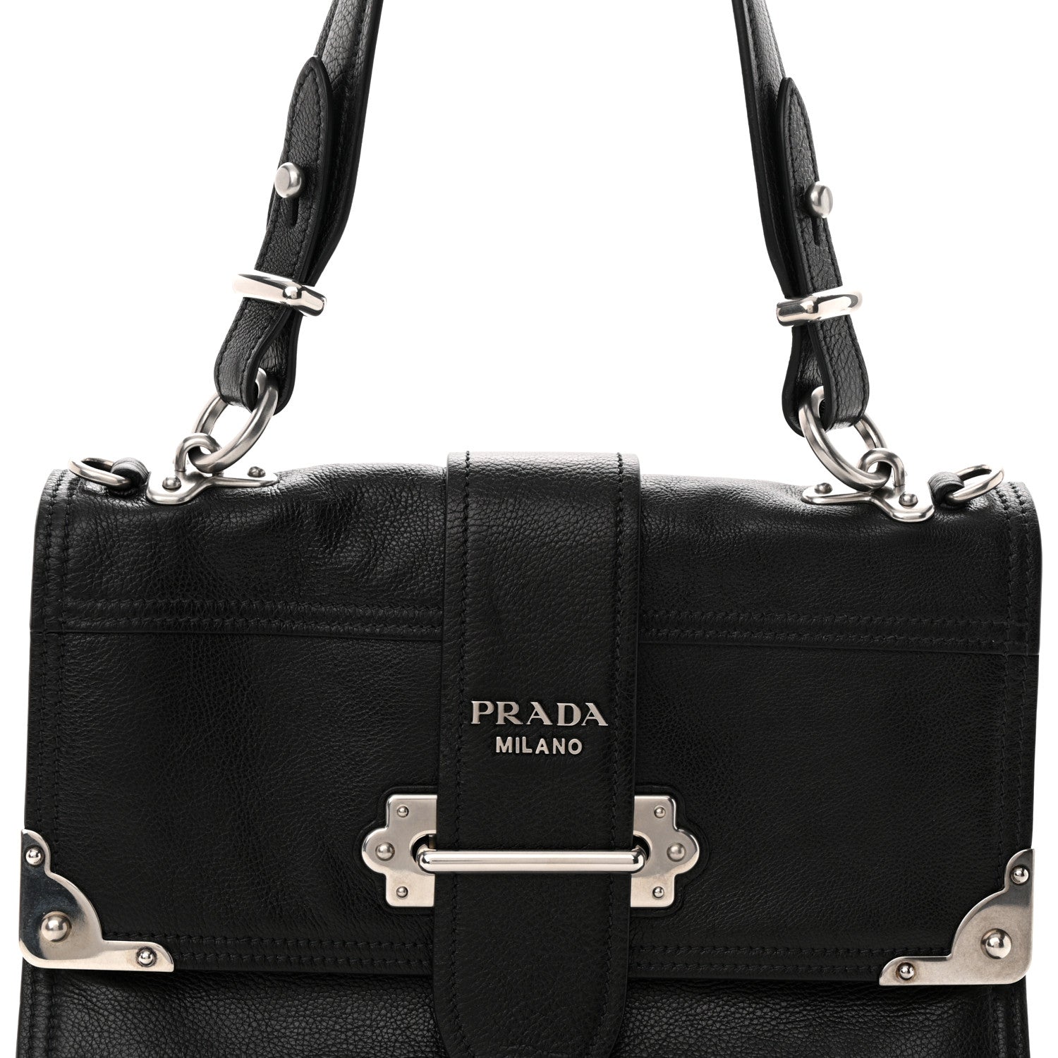 Prada Glace Calfskin Large Soft Cahier Bag Black 8 of 11