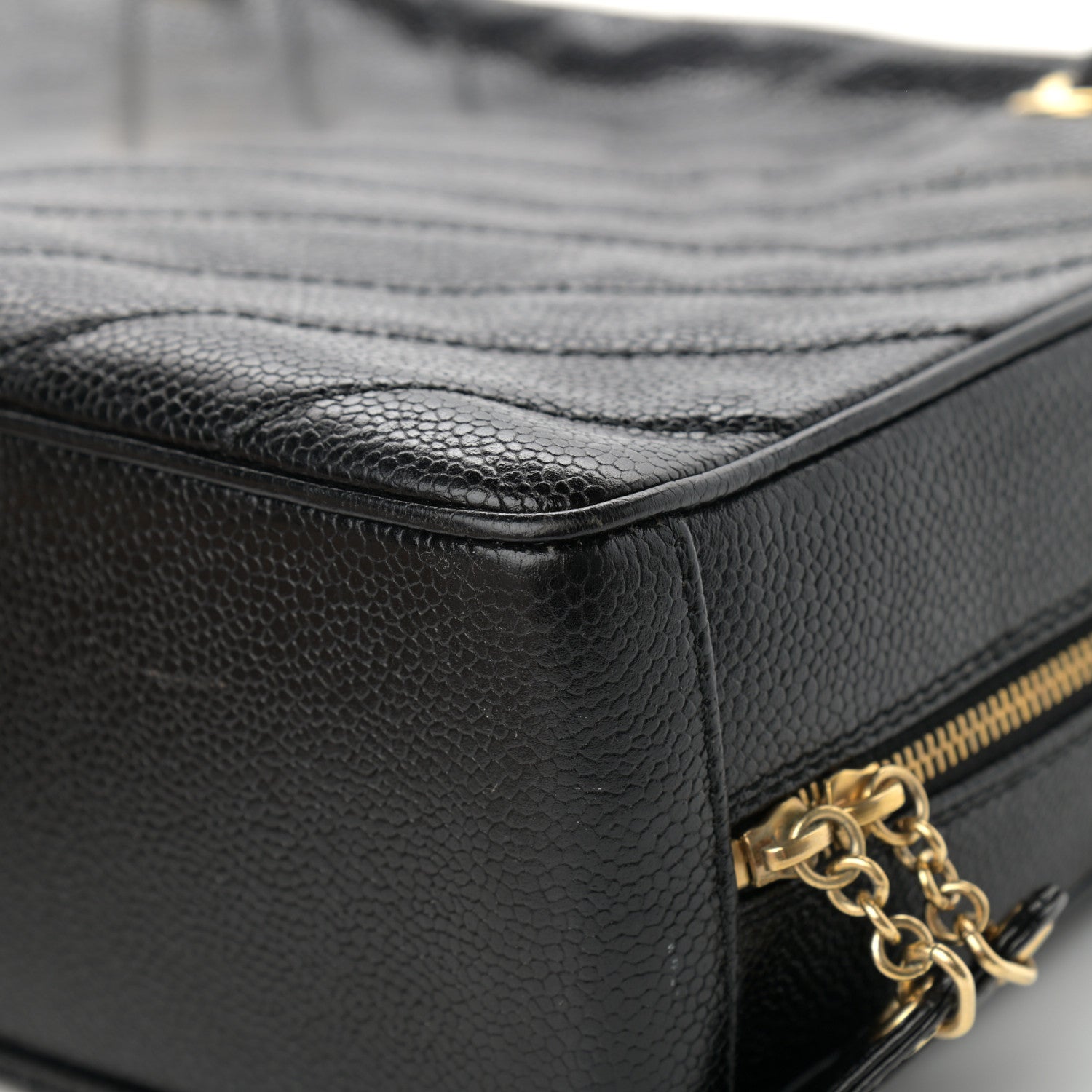 Chanel Caviar Chevron Quilted Camera Case Black 12 of 15
