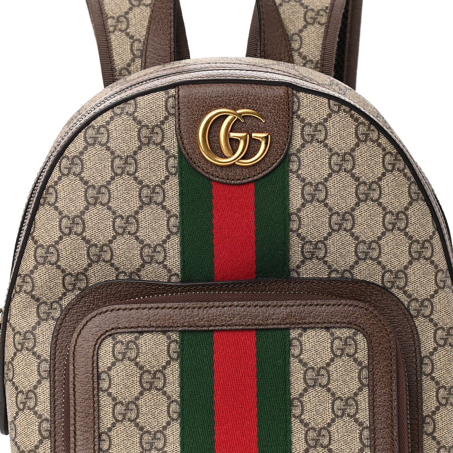 Gucci GG Supreme Monogram Calfskin Web Small Ophidia Day Backpack Beige Ebony New Acero 12 of 14