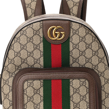 Gucci GG Supreme Monogram Calfskin Web Small Ophidia Day Backpack Beige Ebony New Acero 12 of 14
