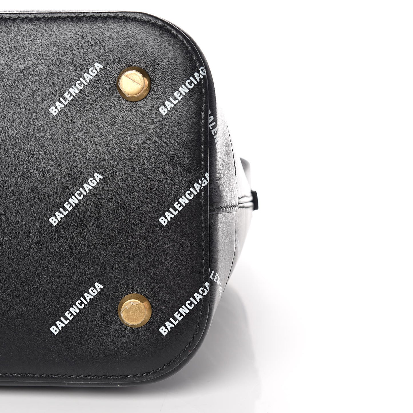 Calfskin Allover Logo M Ville Top Handle Bag Black