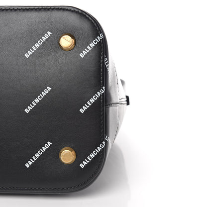 Balenciaga Calfskin Allover Logo M Ville Top Handle Bag Black 10 of 10