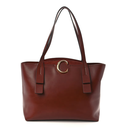 Chloe Shiny Calfskin Suede Medium C Zipped Tote Brown 1 of 14