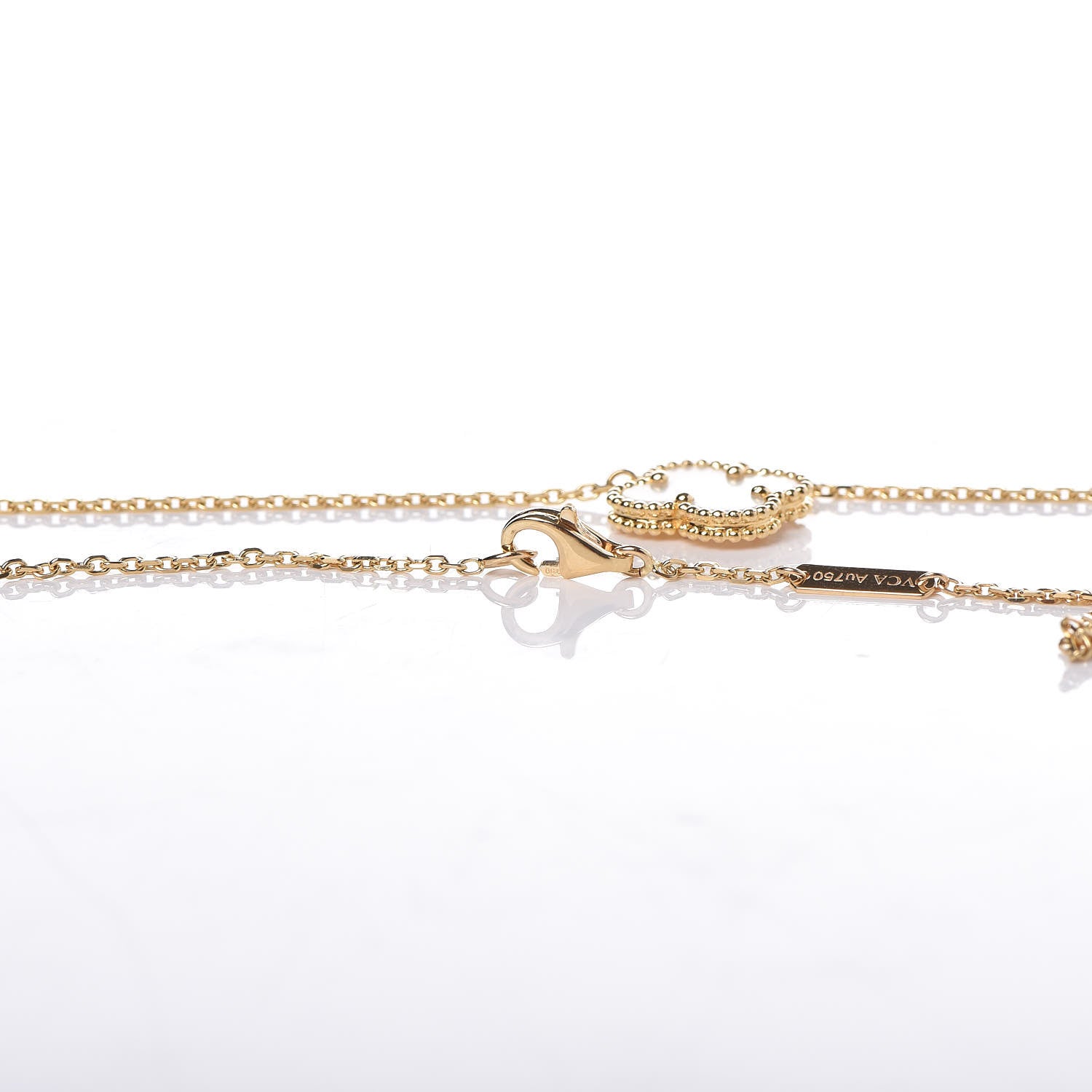 Van Cleef & Arpels 18K Yellow Gold Mother of Pearl Vintage Alhambra Pendant Necklace 5 of 6