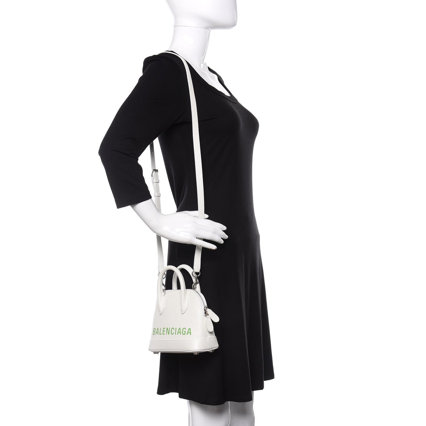Grained Calfskin Logo XXS Ville Top Handle Bag White Light Green