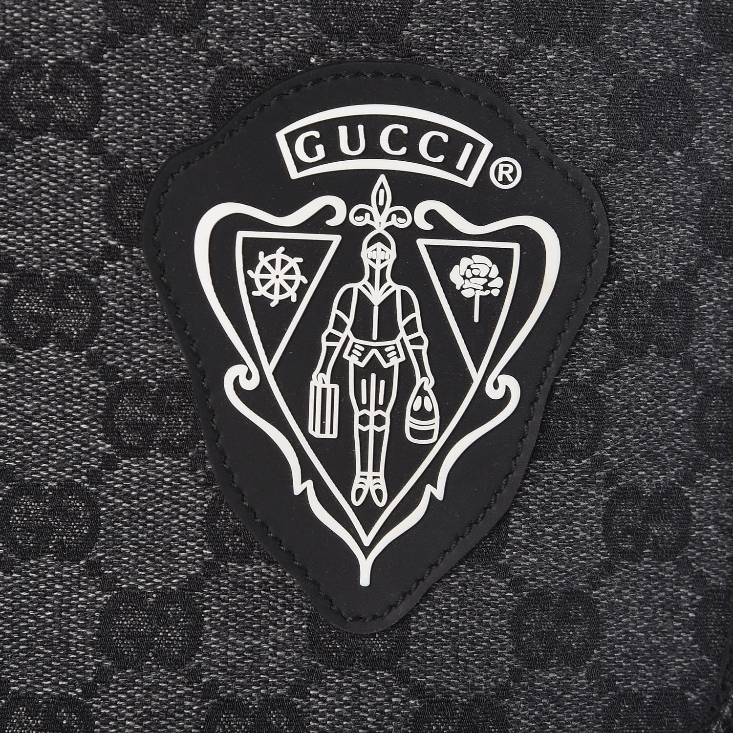Gucci Denim Monogram Hysteria Double Buckle Flap Messenger Bag 8 of 10