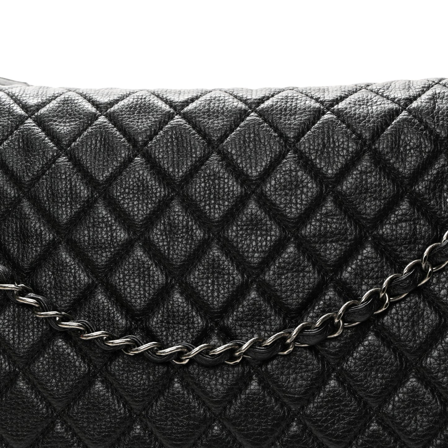 Calfskin Quilted XXL Travel Flap Bag Black