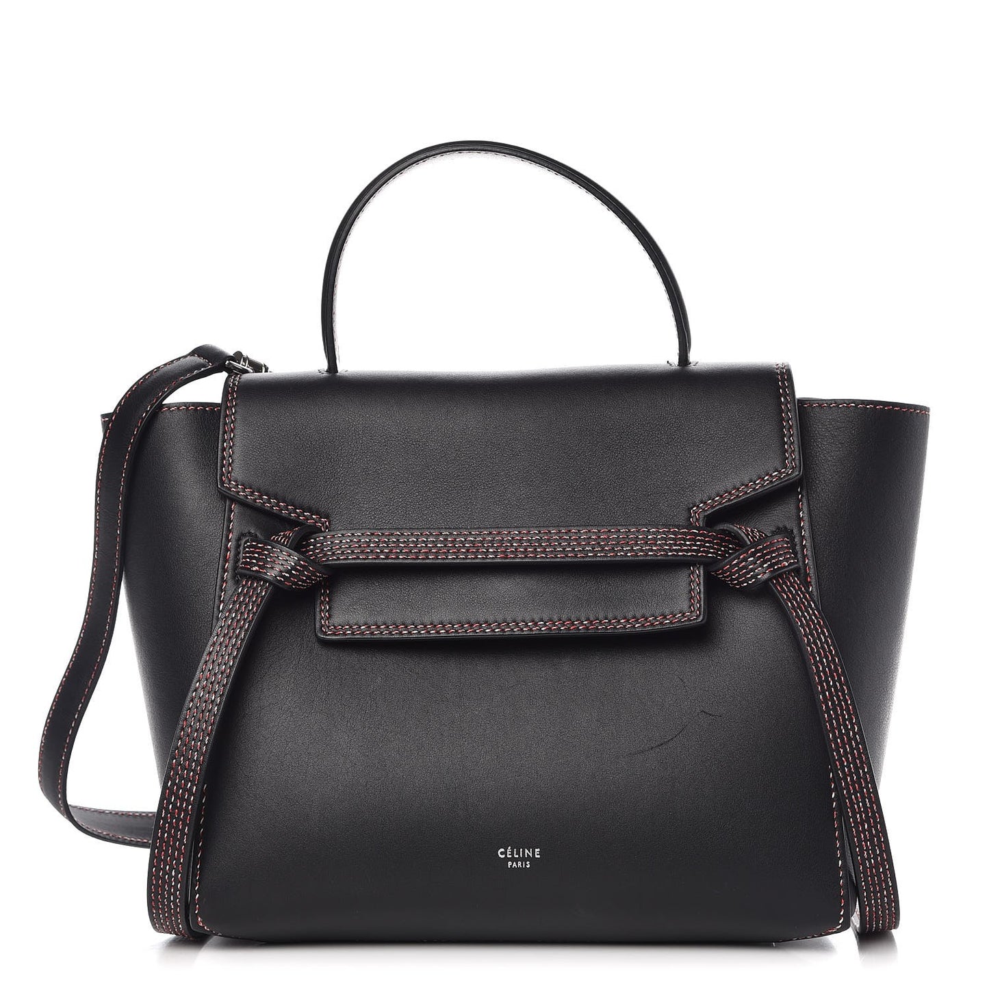 Grained Calfskin Micro Stitch Belt Bag Black