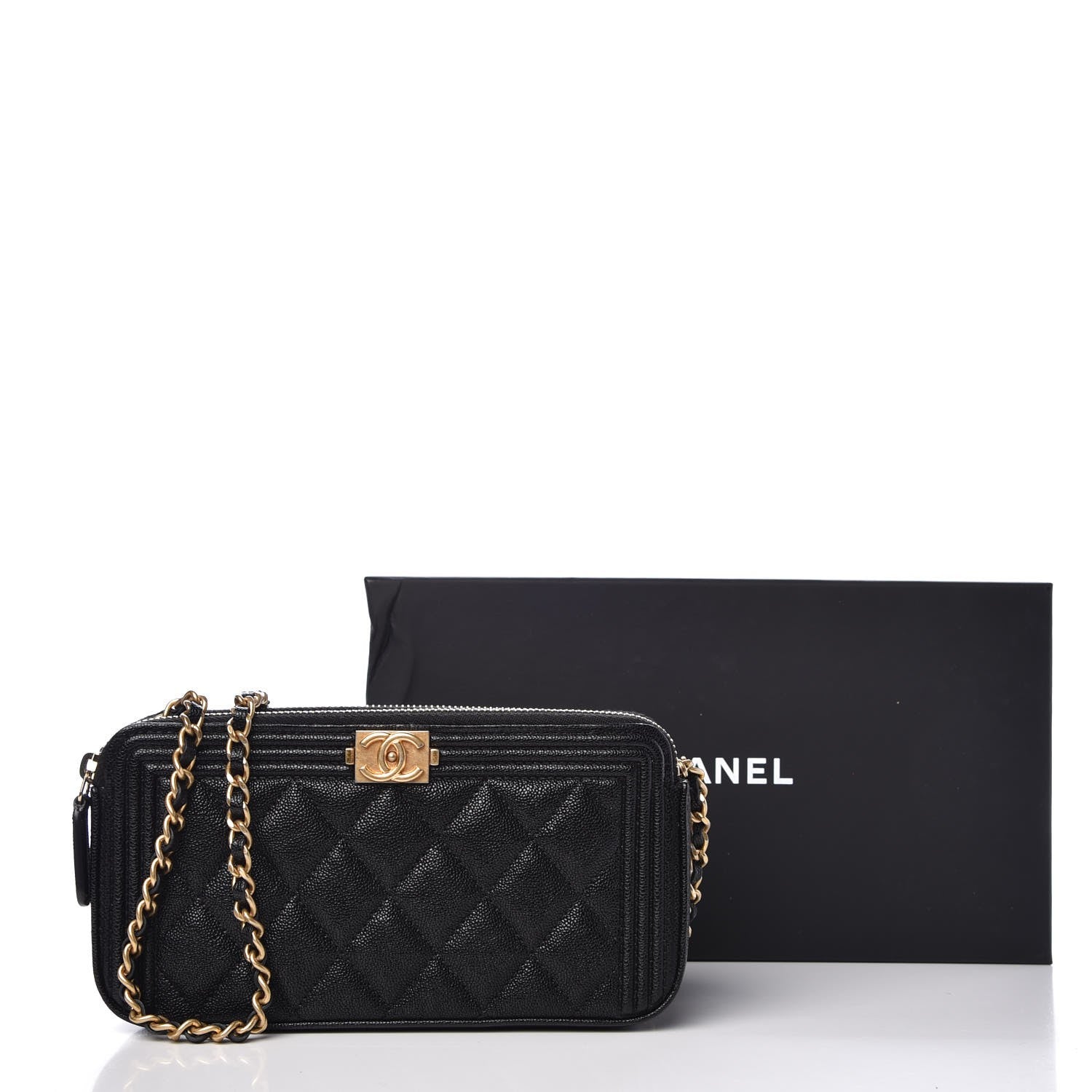 Chanel Caviar Quilted Small Boy Clutch With Chain Black 9 of 9
