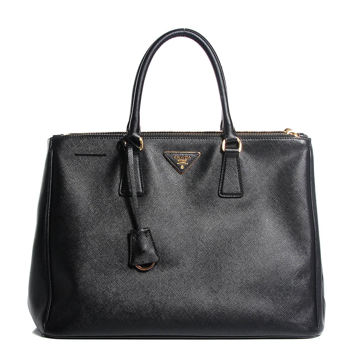 Saffiano Lux Large Double Zip Tote Nero Black