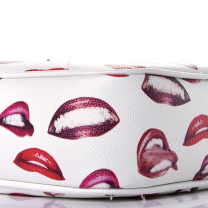 Saint Laurent Grain De Poudre Lips Print Medium Classic Monogram Camera Bag White Red 8 of 9