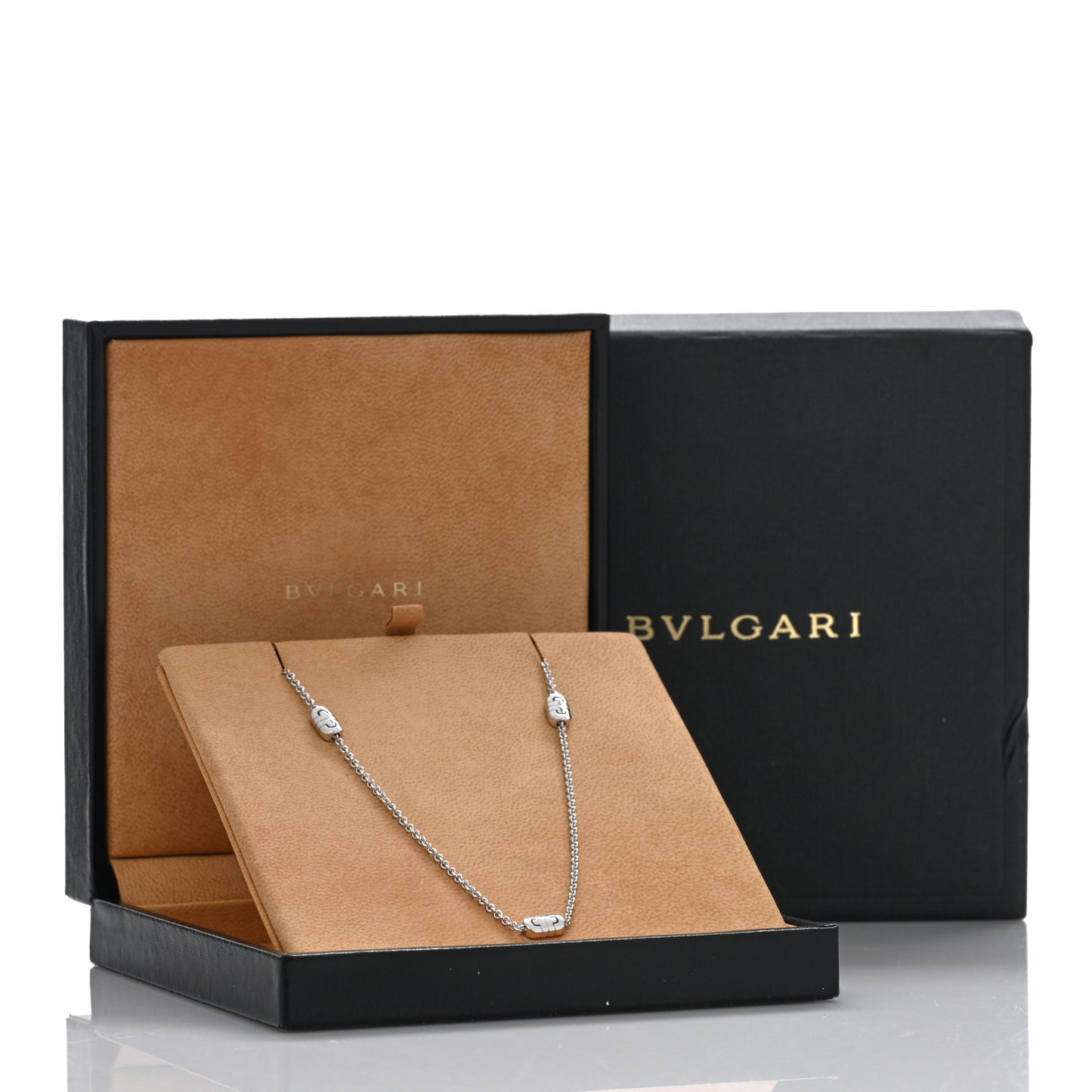18K White Gold Parentesi Station Necklace 36"