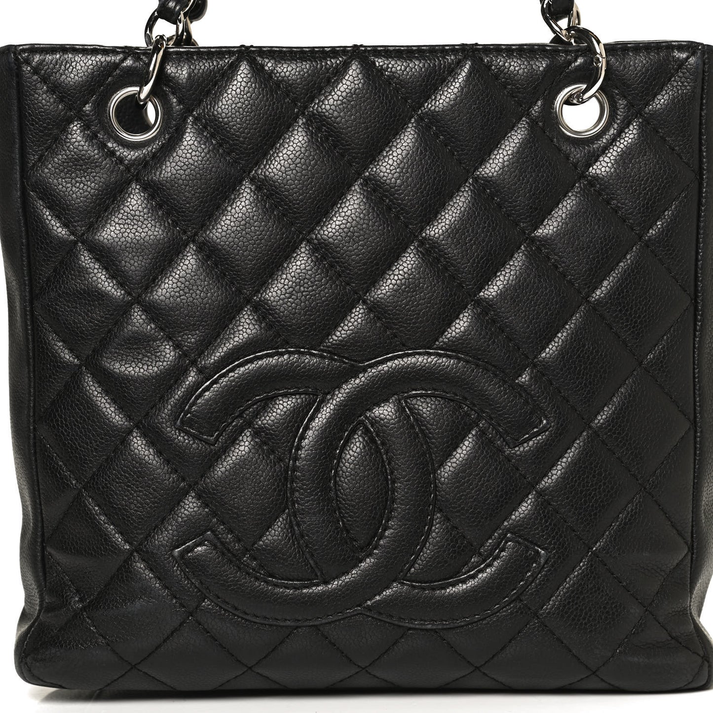 Caviar Quilted Petit Shopping Tote PST Black
