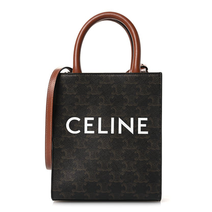 Celine Triomphe Canvas Calfskin Mini Vertical Cabas Tan 1 of 10