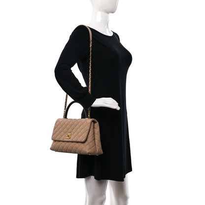 Chanel Caviar Lizard Embossed Quilted Small Coco Handle Flap Beige 2 of 9