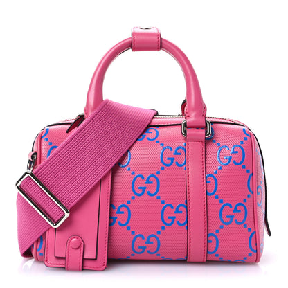 Gucci Calfskin GG Tennis Bi-Color Embossed Mini Duffle Bag Modern Fucsia Modern Blue 1 of 10