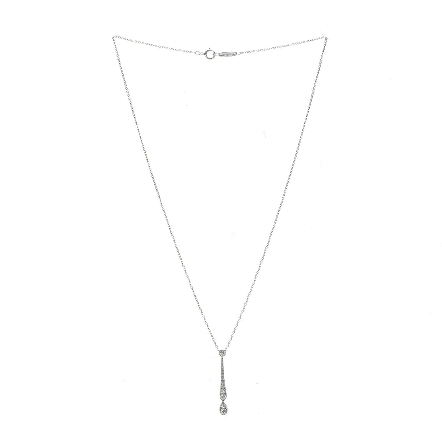 Platinum Diamond Jazz Swing Drop Pendant Necklace