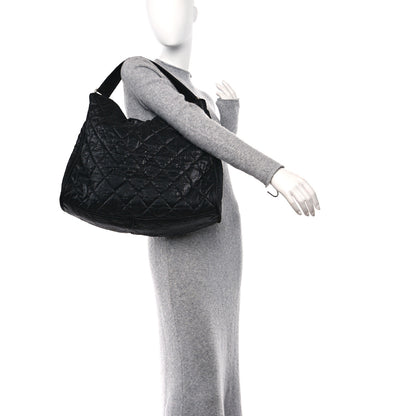 Chanel Crinkled Coated Canvas Le Marais Hobo Black 2 of 13