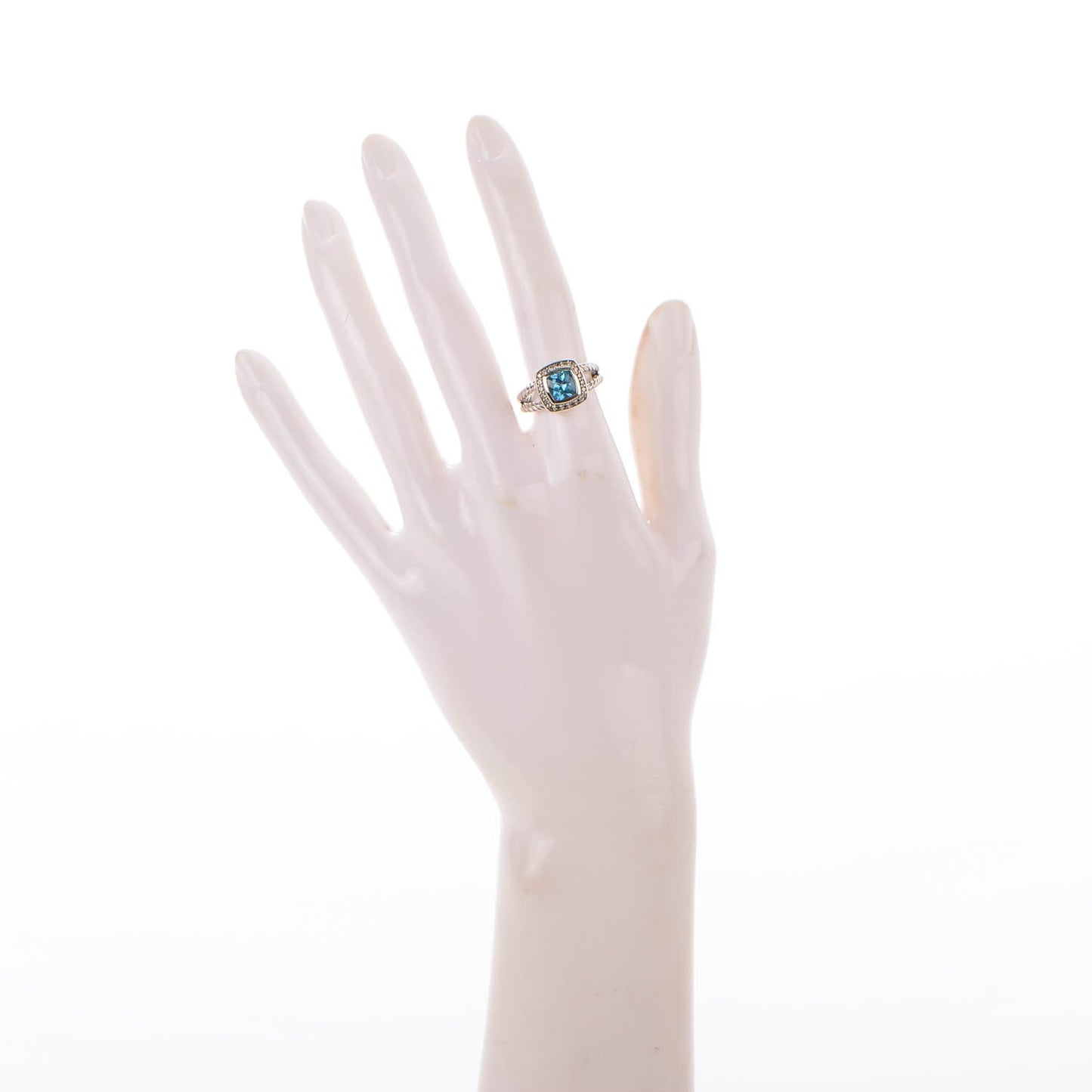 Sterling Silver Diamond Blue Topaz 7mm Petite Albion Ring 52 6