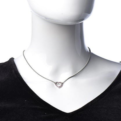 David Yurman Sterling Silver Pink Sapphire Petite Pave Heart Pendant Necklace 2 of 6