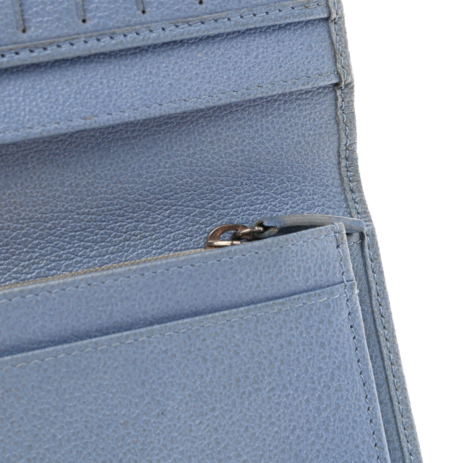 Chanel Goatskin Camellia Embossed Yen Wallet Blue 12 of 12