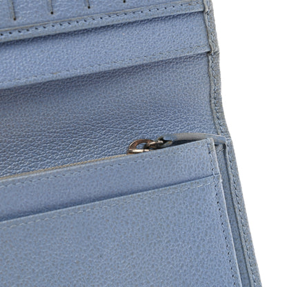 Chanel Goatskin Camellia Embossed Yen Wallet Blue 12 of 12