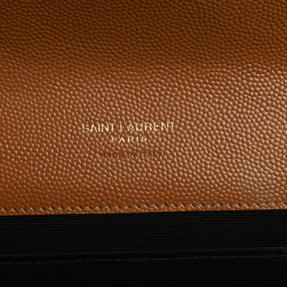 Saint Laurent Grain De Poudre Matelasse Chevron Monogram Envelope Natural Dark 6 of 10