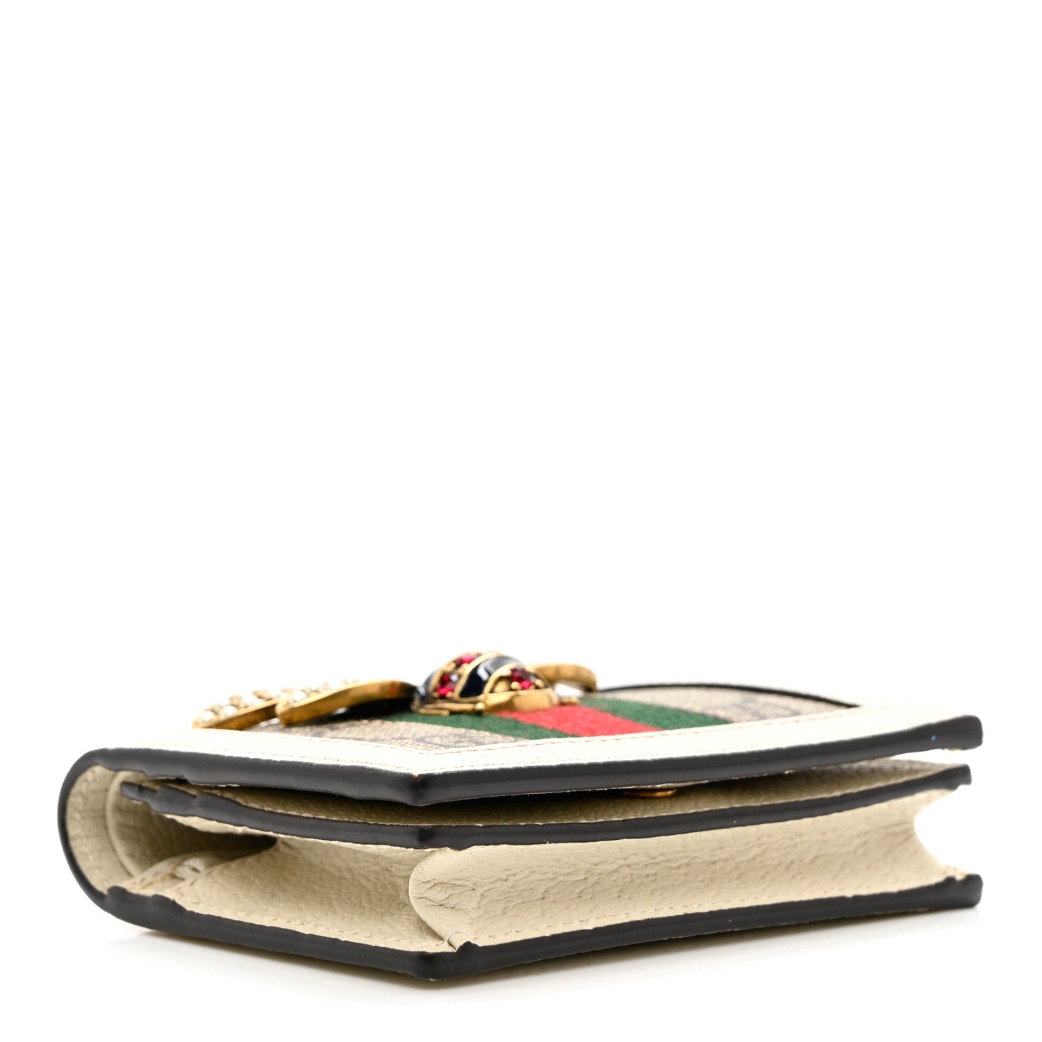 Gucci GG Supreme Monogram Web Queen Margaret Card Case Wallet Beige Mystic White 3 of 7
