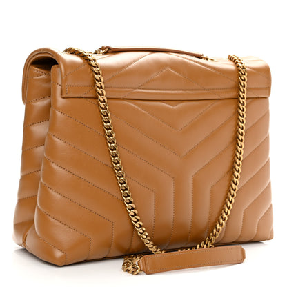 Saint Laurent Calfskin Y Quilted Monogram Medium Loulou Chain Satchel Dark Natural 3 of 9