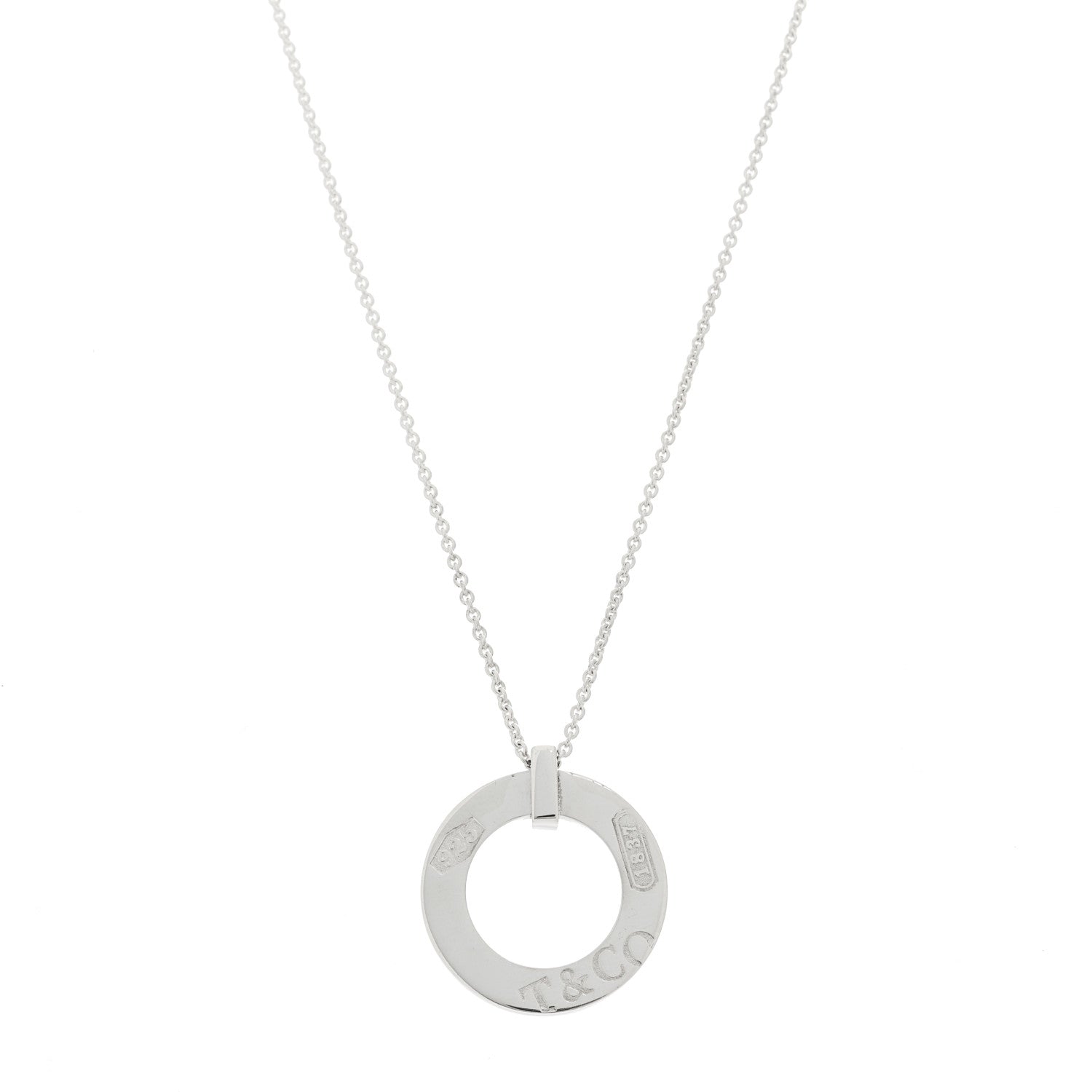 Tiffany Sterling Silver 1837 Open Circle Pendant Necklace 1 of 5