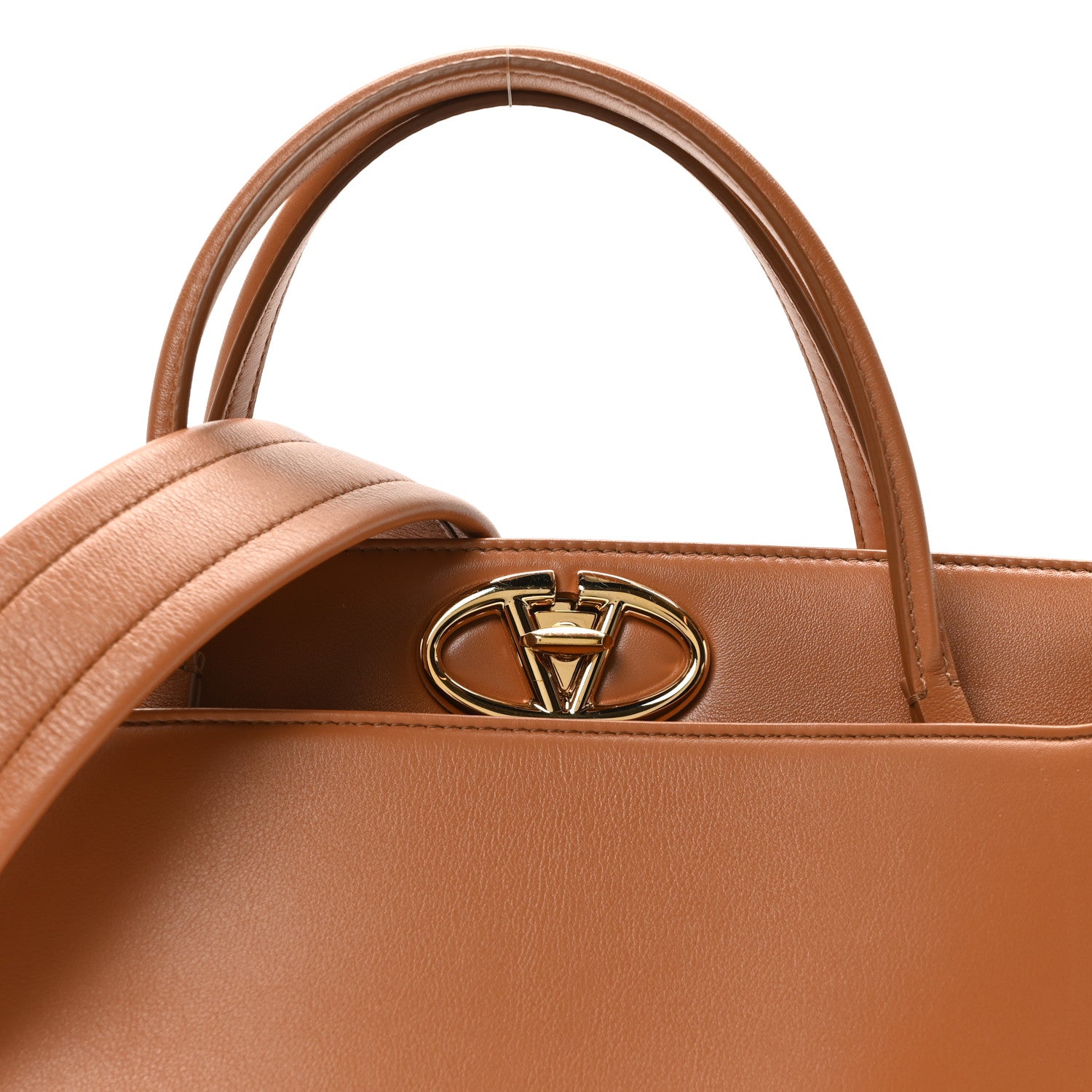 Valentino Garavani Calfskin Vlogo Locker Small Top Handle Saddle Brown 7 of 9