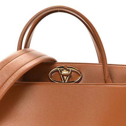 Valentino Garavani Calfskin Vlogo Locker Small Top Handle Saddle Brown 7 of 9