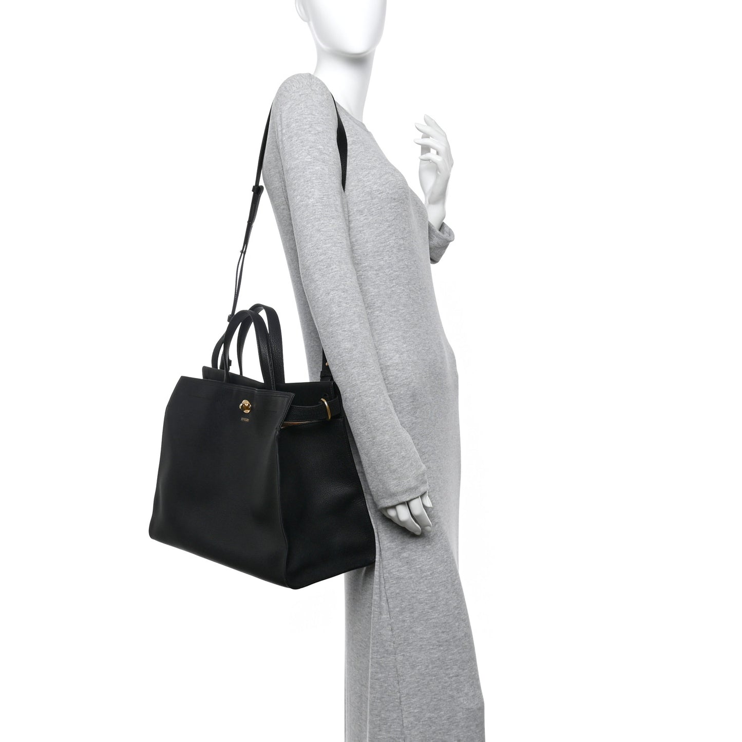 Grainy Calfskin Nova Check Small Cotswolds Tote Black
