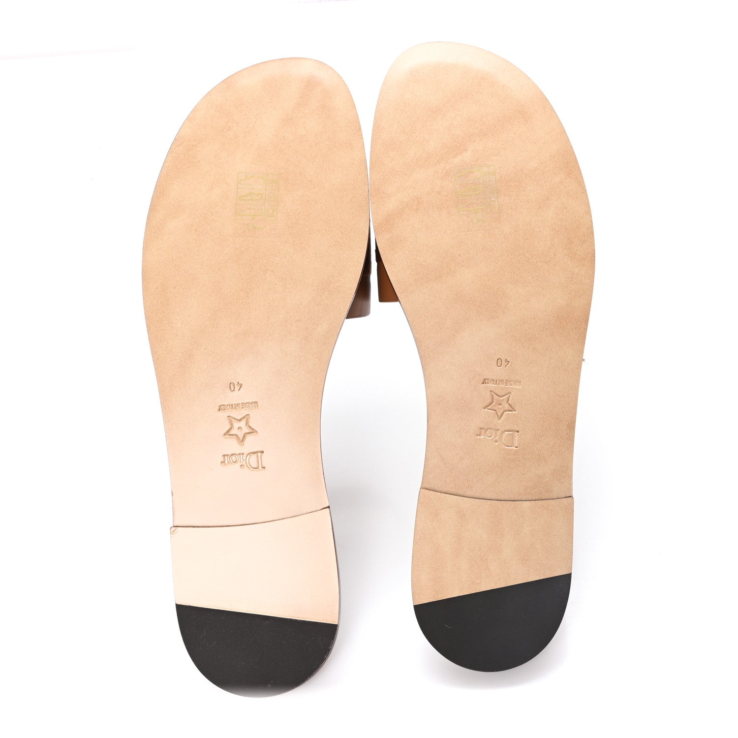 Christian Dior Calfskin Canvas Embroidered Dway Flat Slide Sandals 40 Camel 6 of 10